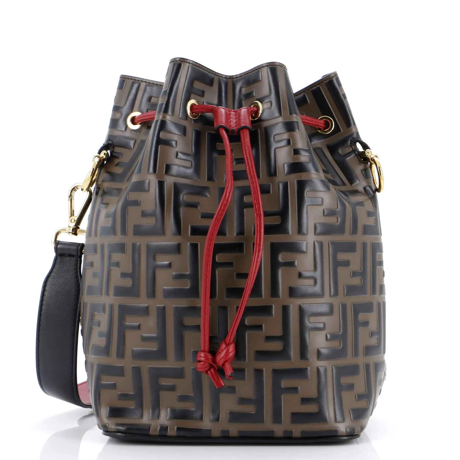Mon Tresor Bucket Bag Zucca Embossed Leather Small