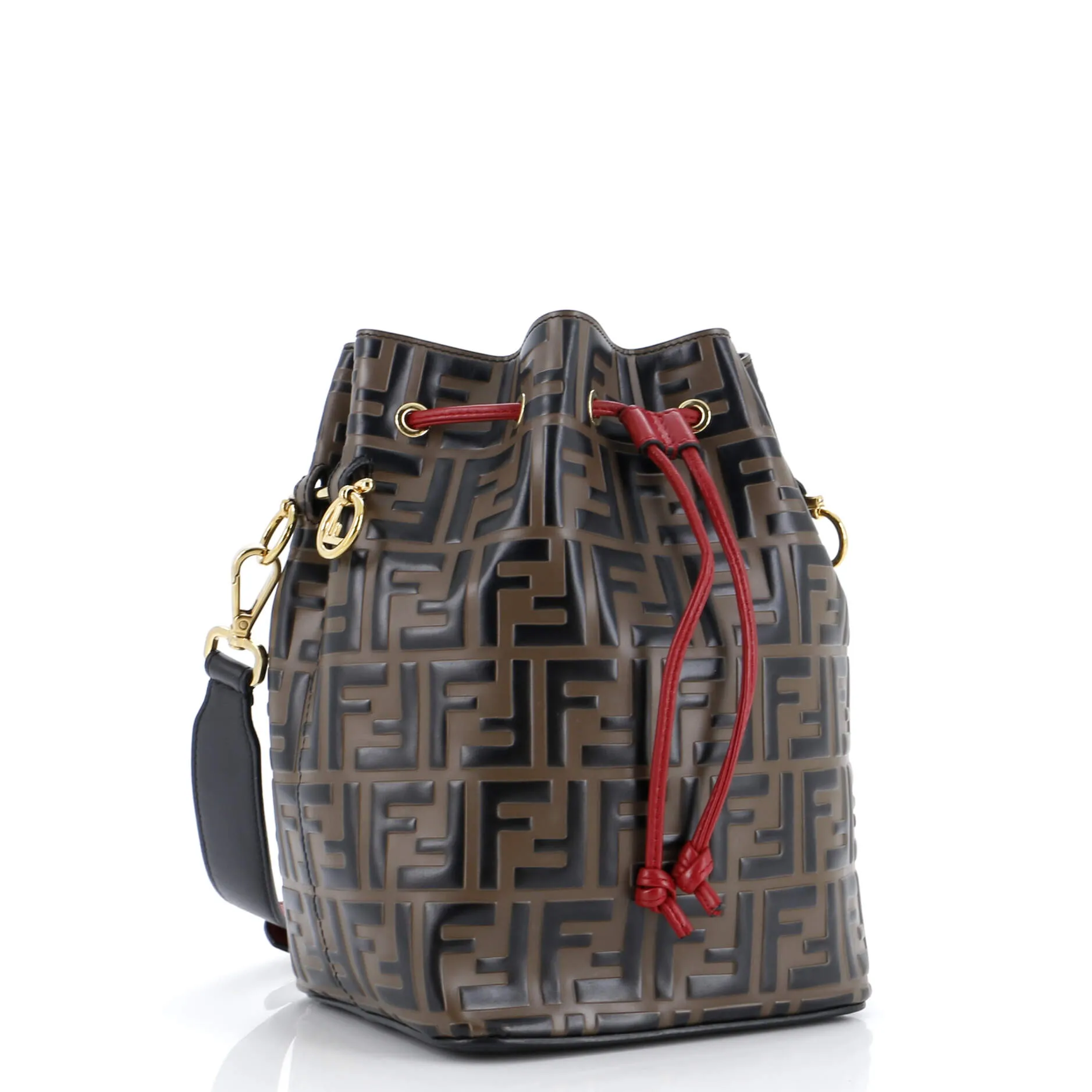 Mon Tresor Bucket Bag Zucca Embossed Leather Small