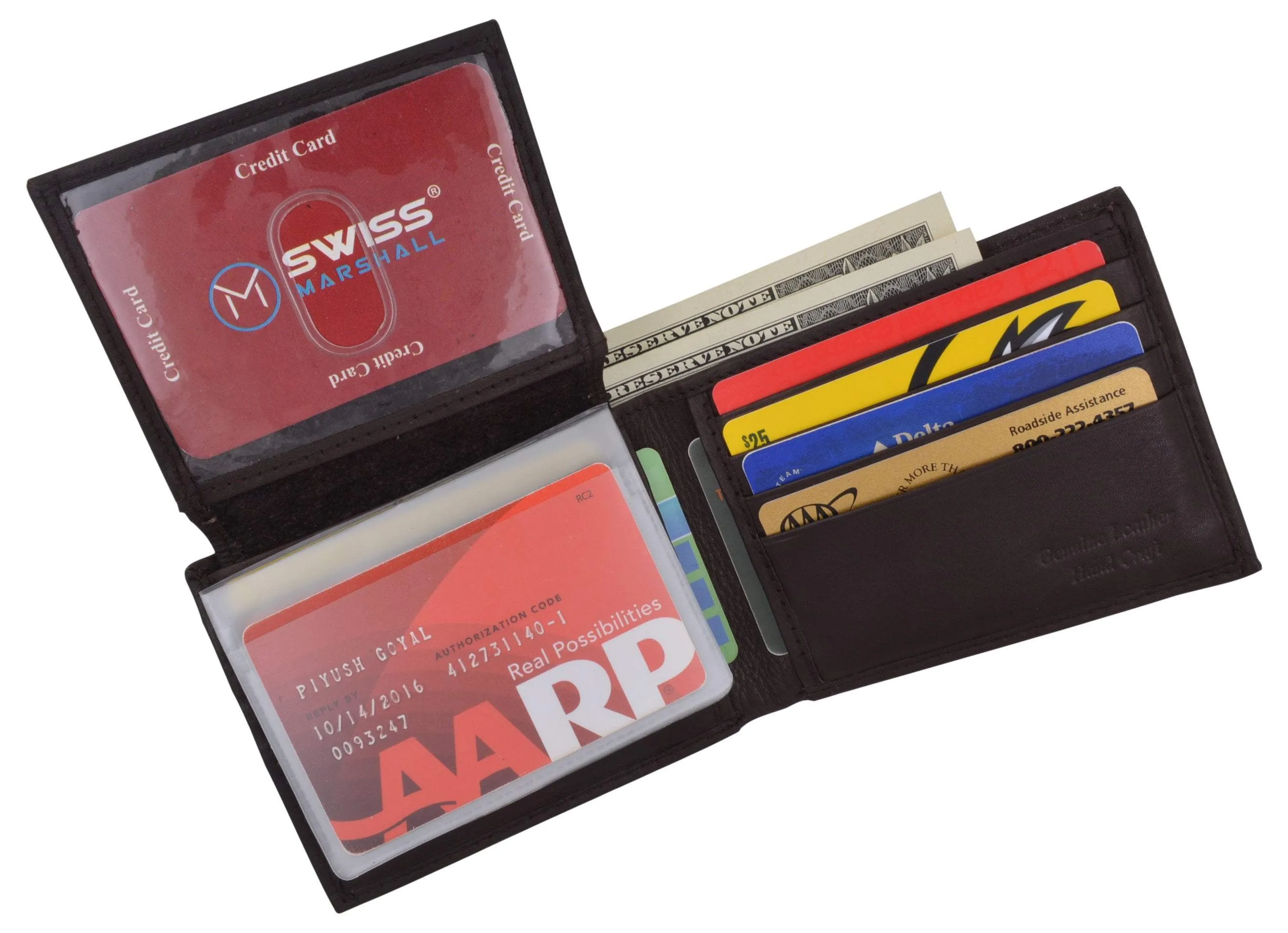 RFID Cow Napa Leather Bifold Wallet With Removable 2 ID Windows & Card Holder
