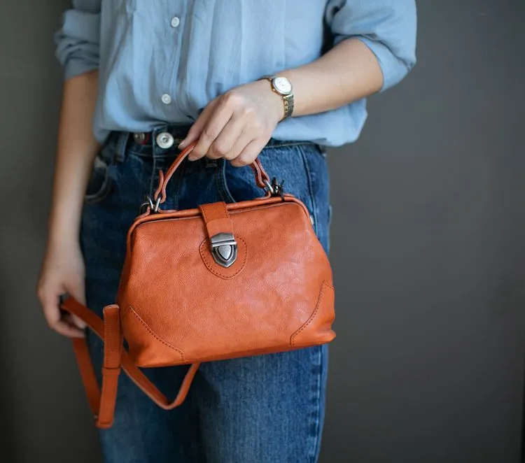 Small Leather Doctors Bag Purses For Women