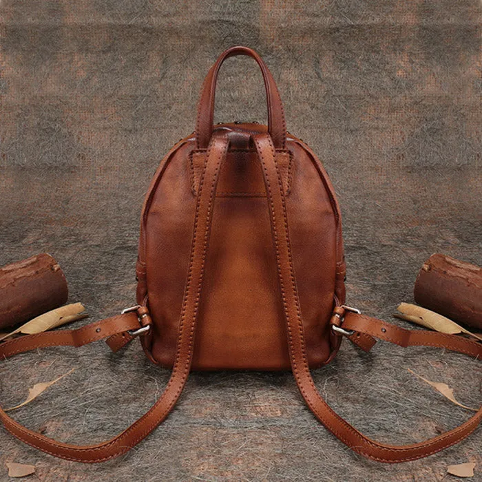 Small Rivets Leather Backpack Purse for Women