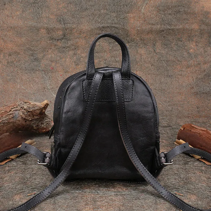 Small Rivets Leather Backpack Purse for Women