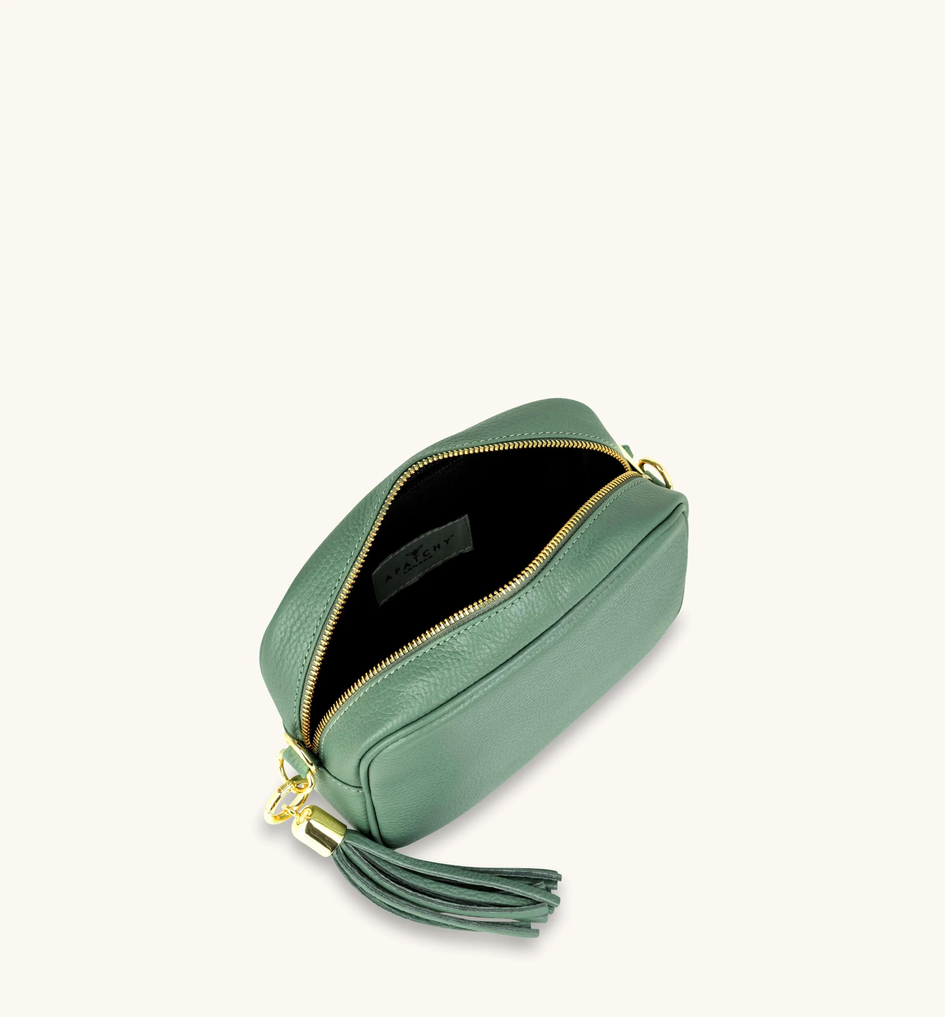 The Tassel Pistachio Leather Crossbody Bag
