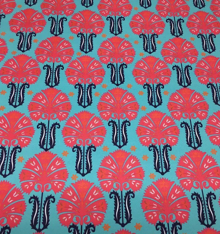 Uzbek Ornamental Flower Patterned Fabric SCB-157