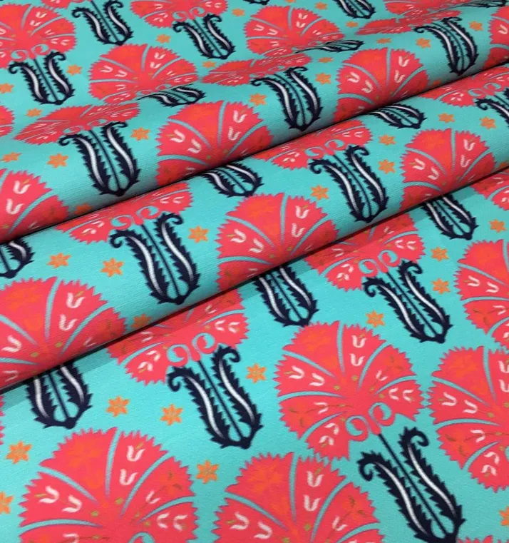 Uzbek Ornamental Flower Patterned Fabric SCB-157