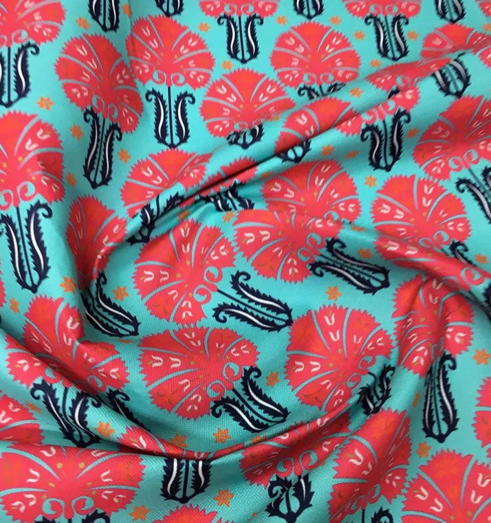 Uzbek Ornamental Flower Patterned Fabric SCB-157