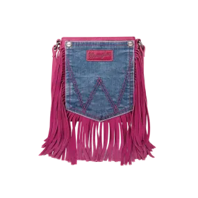 Wrangler Women's Fringe Denim Pocket Pink Purse